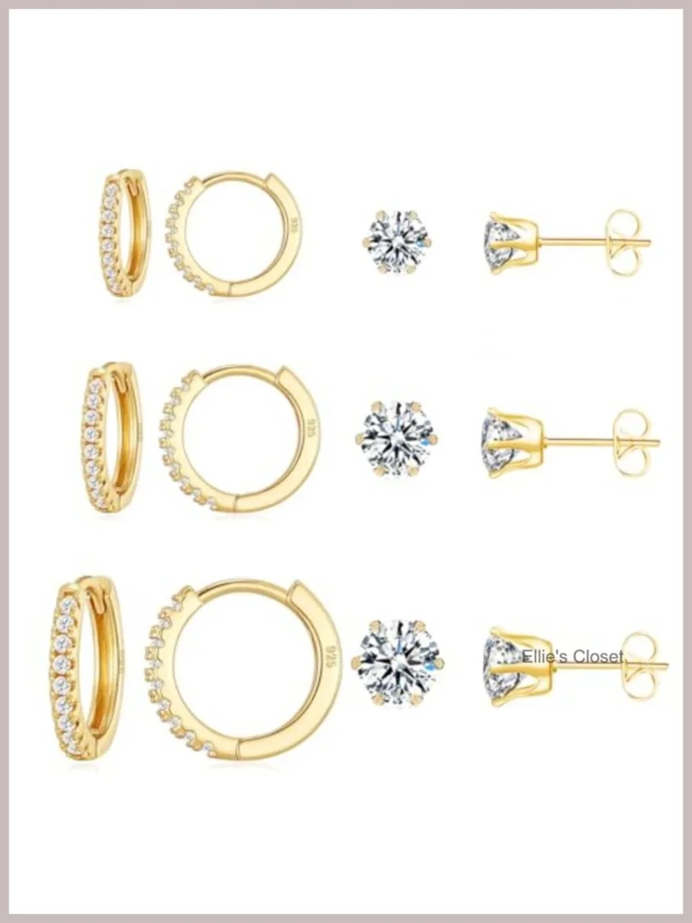 14K Gold Plated Hoop Earrings Set Hypoallergenic Huggie & Studs for Women Girls